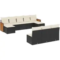 vidaXL Loungegrupp 10 delar med svarta dynor konstrotting