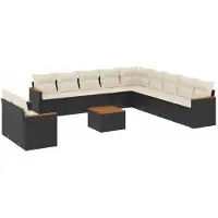 vidaXL Loungegrupp med dynor 12 delar svart konstrotting