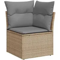 vidaXL Trädgårdssoffset med dynor 7 delar beige konstrotting akaciaträ