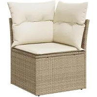 vidaXL Soffgrupp för trädgården med dynor 9 delar beige konstrotting