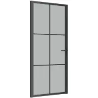 vidaXL Innerdörr 93x201,5 cm svart matt glas och aluminium