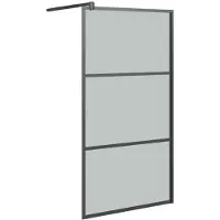 vidaXL Duschvägg 115x195cm halvfrostat ESG-glas svart