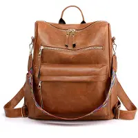 INF Vintage ryggsäck med dubbla axelremmar för kvinnor Brown
