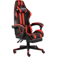 vidaXL Spelstol - - Svart och röd - Syntetläder - Höjdjusterbar - Fotstöd
