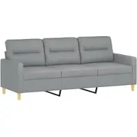 vidaXL 3-sitssoffa ljusgrå 180 cm tyg