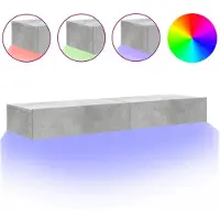 DKD Home Decor TV-bänk med LED-belysning 2 delar betonggrå 60x35x15,5 cm