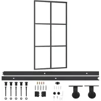 vidaXL Skjutdörr med beslagset ESG glas och aluminium 102x205 cm