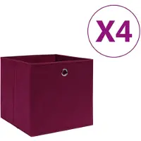 vidaXL Förvaringslådor 4 st non-woven tyg 28x28x28 cm mörkröd