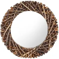 vidaXL Väggspegel rund 60 cm teak