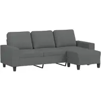 vidaXL 3-sitssoffa med fotpall Mörkgrå 180 cm tyg