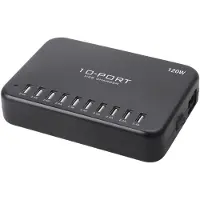 Lvsun 120W Smart 10-Port USB-laddningsstation 120 W 10x USB-A Svart Inomhus