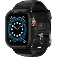 Spigen Rugged Armor Pro Fodral med rem för Apple Watch 4 / 5 / 6 / 7 / 8 / SE (44/45 mm) - Svart