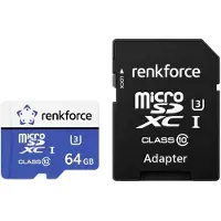 Renkforce RFmSD64 microSDXC-Kort 64 GB A1 Application Performance Class, v30 Video Speed Class inkl. SD-adapter, A1-prestandastandard