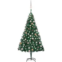 Belyst plastgran med kulor grön 150 cm PVC