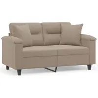 vidaXL 2-sitssoffa med prydnadskuddar taupe 120 cm mikrofibertyg