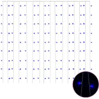 vidaXL Gardinlampor, 3x3m, 300 blå lysdioder, 8 funktioner