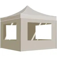 vidaXL Hopfällbart partytält med väggar aluminium 2x2 m gräddvit