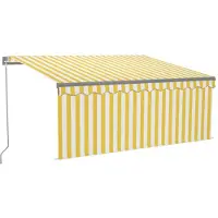 vidaXL Manuell infällbar markis med rullgardin LED 3x2,5m gul&vit