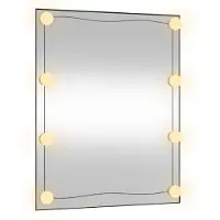 vidaXL Väggspegel med LED, 50x60 cm, Glas, Rektangulär