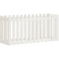 vidaXL Odlingslåda med staket-design vit 150x50x70 cm massiv furu
