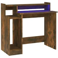 vidaXL Skrivbord med LED rökfärgad ek 97x45x90 cm konstruerat trä