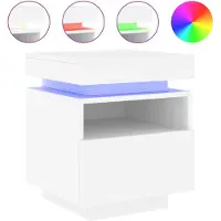 vidaXL Sängbord med LED-belysning, Vit, 40X39X48,5 Cm