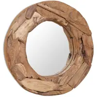 vidaXL Prydnadsspegel teak 60 cm rund