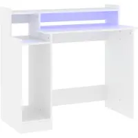 vidaXL Skrivbord med LED-lampa, vit, 97x45x90 cm