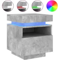 vidaXL Sängbord med LED-belysning, Betonggrå, 40X39X48,5 Cm