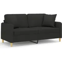 vidaXL 2-sits soffa med prydnadskuddar svart 140 cm tyg
