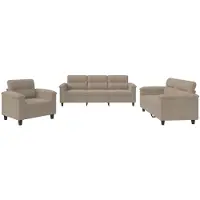vidaXL Soffgrupp med kuddar 3 delar taupe mikrofibertyg