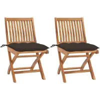 vidaXL Trädgårdsstolar 2 st med taupe dynor massiv teak
