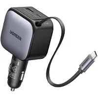 UGREEN EC603 90W Car Charger Billaddningsenhet; 90 W 2x USB-C, 1x USB-A Grå Personbil, Lastbil Ihoprullbar USB-C-kabel