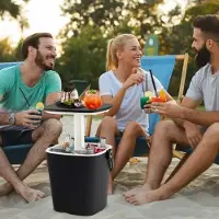 24hShop Kylväska med inbyggt bord - svart / kylbord för camping / portabel kylbox med bord