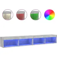 vidaXL TV-bänk med LED-belysning 2 st betonggrå 100x30x30 cm