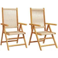 vidaXL Trädgårdsstolar set om 2 beige akaciaträ och polypropen, trädgårdsstol, utomhussäte, hopfällbar stol, 367656