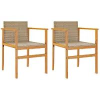 vidaXL Trädgårdsstolar 2 st beige konstrotting och massivt trä