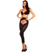 Glamory Strumpbyxa 'Breeze 60 Ouvert Microfaser Fußlose Strumpfhose' svart