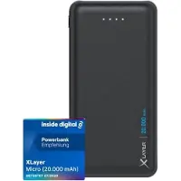 XLayer 217283, Svart, Mobiltelefon / smartphone, Surfplatta, Litium Polymer (LiPo), 20000 mAh, USB, 5 V