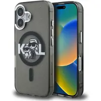Karl Lagerfeld IML Glitter Karl & Choupette Sketch Logo MagSafe-fodral för iPhone 16 – Svart