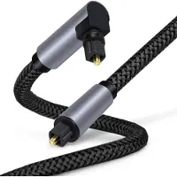 INF Optisk ljudkabel rak-till-vinkel OD5.0 — nylonflätad syrefri koppar, förlustfri SPDIF 5.1/7.1, kompatibel med PS5, TV, soundbar 3 m