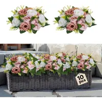 Vevor Blombollsarrangemang Bukett 10 st, 240 mm diameter Konstgjorda Blombollar Bröllopsbordsdekorationer, Konstgjorda Rosenarrangemang för Bröllopsbordsdekoration Hemdekoration, Rosa och Vita Rosor