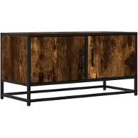 vidaXL Tv-bänk rökfärgad ek 80x34,5x40 cm konstruerat trä och metall