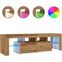 vidaXL TV-bänk med LED-belysning, Artisan ek, 140x36,5x40 cm