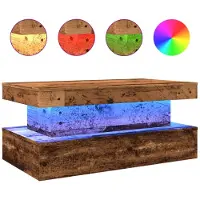 vidaXL Kaffebord Med LED-belysning, Gammalt Trä, 90X50X40 Cm
