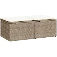 vidaXL Trädgårdssoffset med dynor 2 delar beige konstrotting akaciaträ
