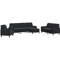 vidaXL Soffgrupp med dynor och bolster 4 delar svart sammet