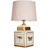 PR Home Bordslampa Lucca, Creme / bärnsten, Vardagsrum / matsal, Textil / tyger / siden, Bordslampa