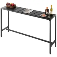 Vevor utomhusbarbord, 160 x 37,5 cm uteplatsbarbord, vattentät bordsskiva och robust metallram, rektangulära matbord i bänkhöjd, utemöbler för balkong, trädgård, bubbelpool, pool, inomhus