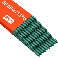 Vevor Trädgårdspinnar, 50-pack, 1170 mm, Plastbelagda metalltomatpinnar, Trädgårdspinnar för växtstöd, med spetsig ände och halkfria stötar för odling av klätterväxter, Utomhusgrönsaker